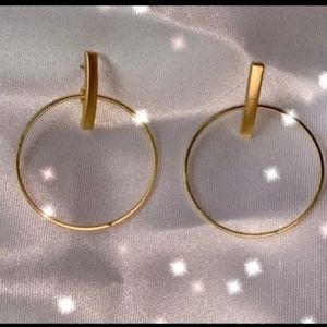 Gold Drop Ring Stud Earrings